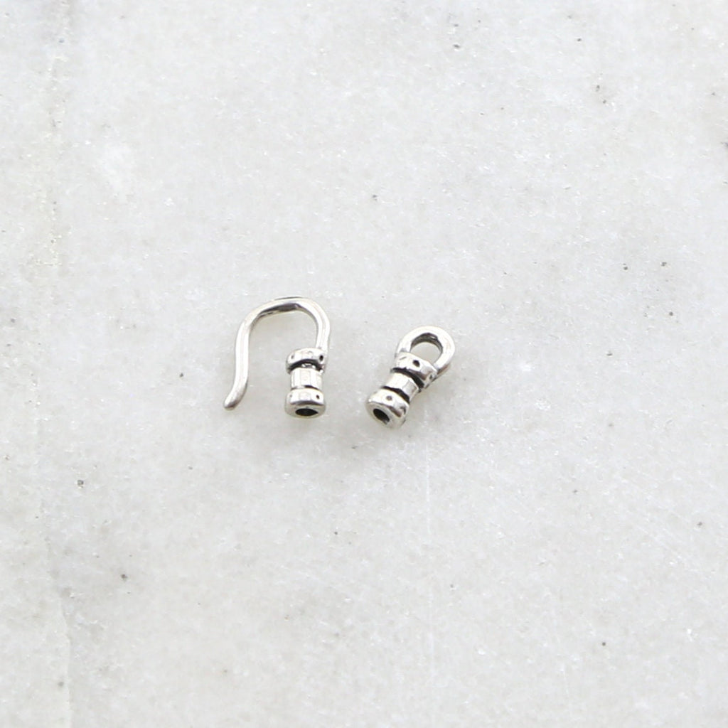 Sterling Silver 1mm Tiny Small Leather Cord Crimp End Hook and Eye End
