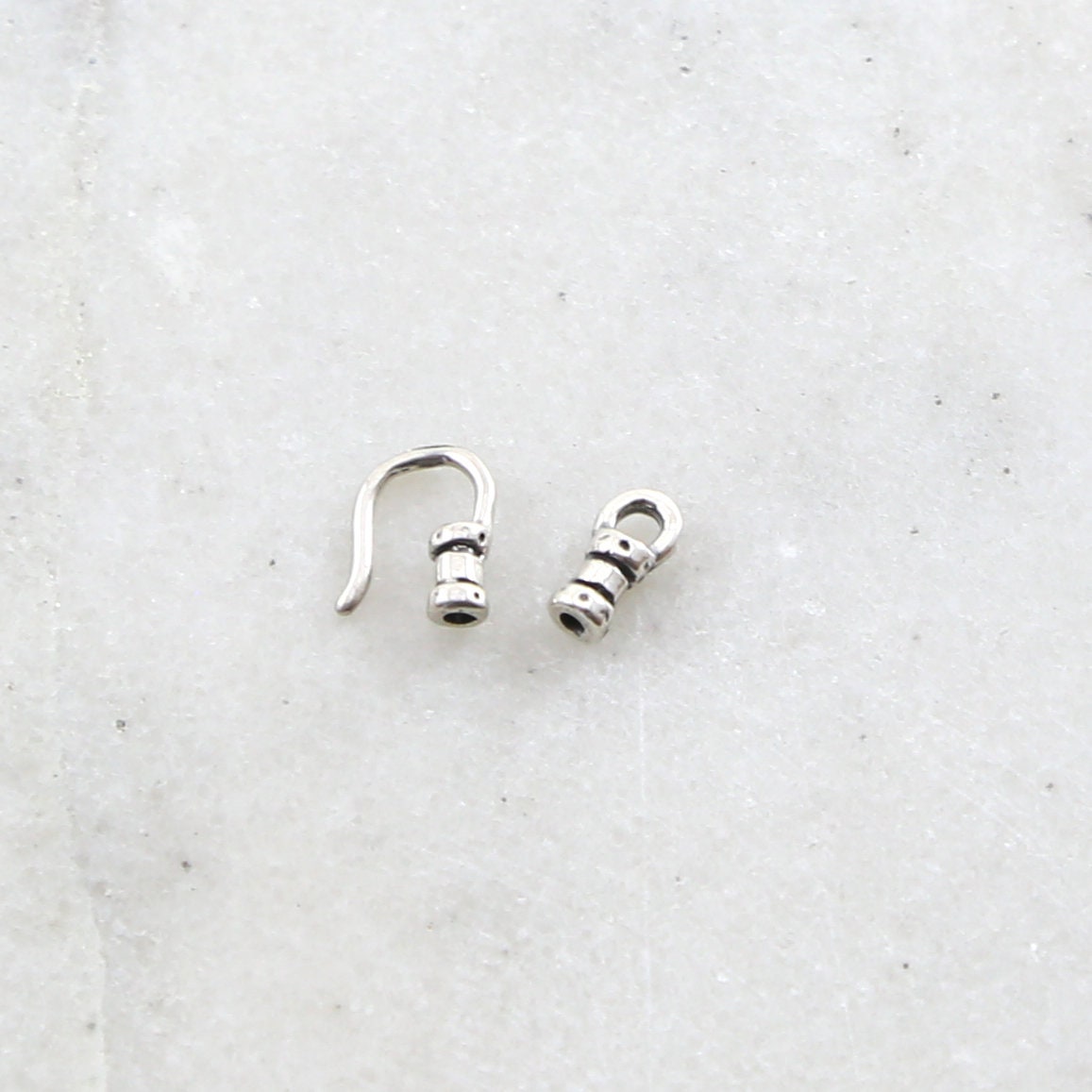 Sterling Silver 1mm Tiny Small Leather Cord Crimp End Hook and Eye End