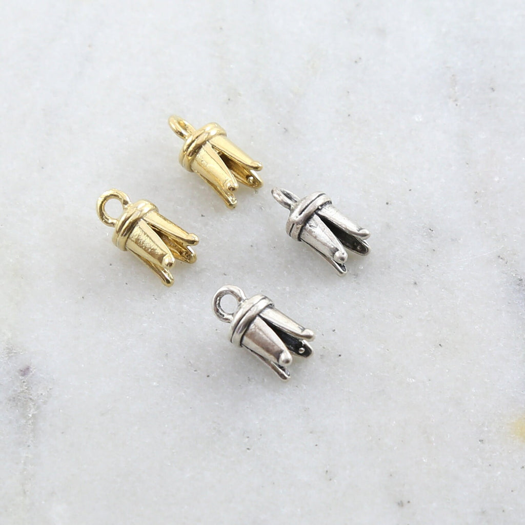 Sterling Silver or Vermeil or Large 4 Prong Pinch Crimp End Caps for 4-3mm