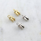 Sterling Silver or Vermeil or Large 4 Prong Pinch Crimp End Caps for 4-3mm