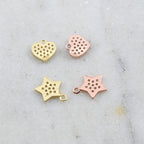 Rhodium Plated Gold or Rose Gold Cubic Zirconia Pave Heart or Star