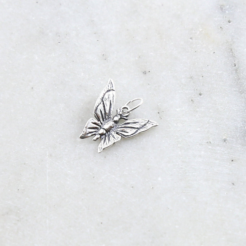 10mmx13mm Sterling Silver Beautiful Detailed Fluttering Butterfly Charm Nature