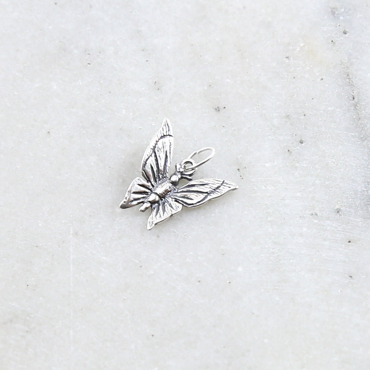10mmx13mm Sterling Silver Beautiful Detailed Fluttering Butterfly Charm Nature