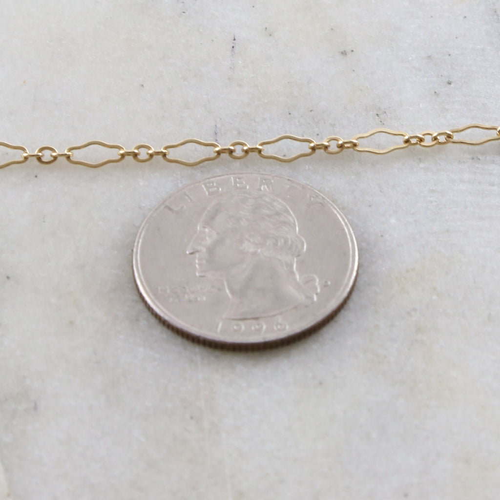 14K Gold Filled 6.7mm x 3mm Delicate Flat Kringle Fancy – Sold by the Foot