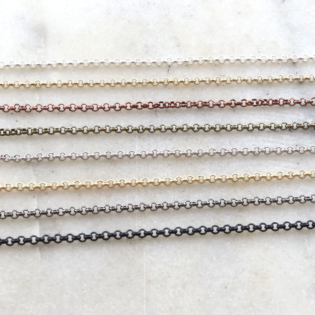 Brass 2mm Small Delicate Rolo Chain 8 Finishes Chain – Sold by the Foot