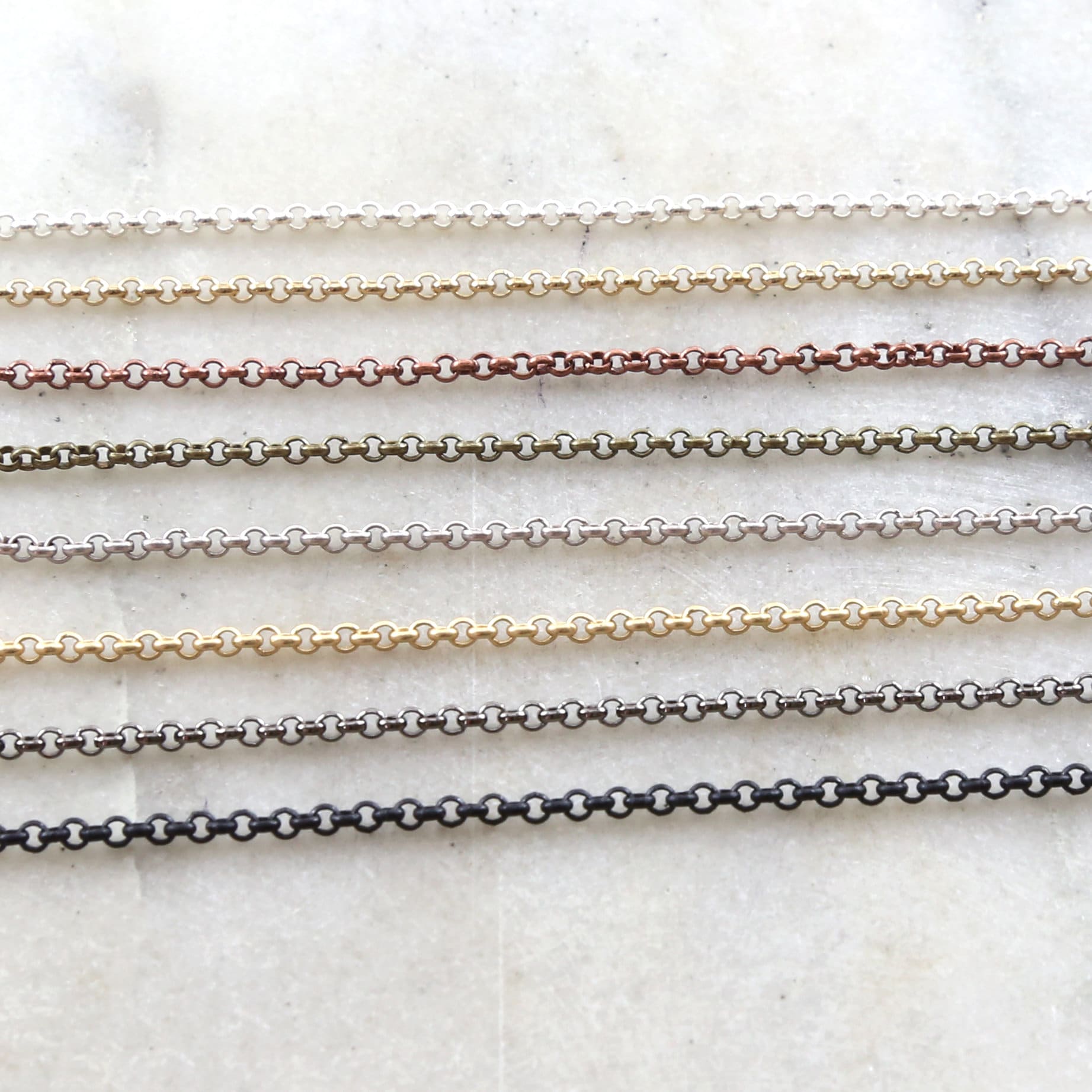 Brass 2mm Small Delicate Rolo Chain 8 Finishes Chain – Sold by the Foot