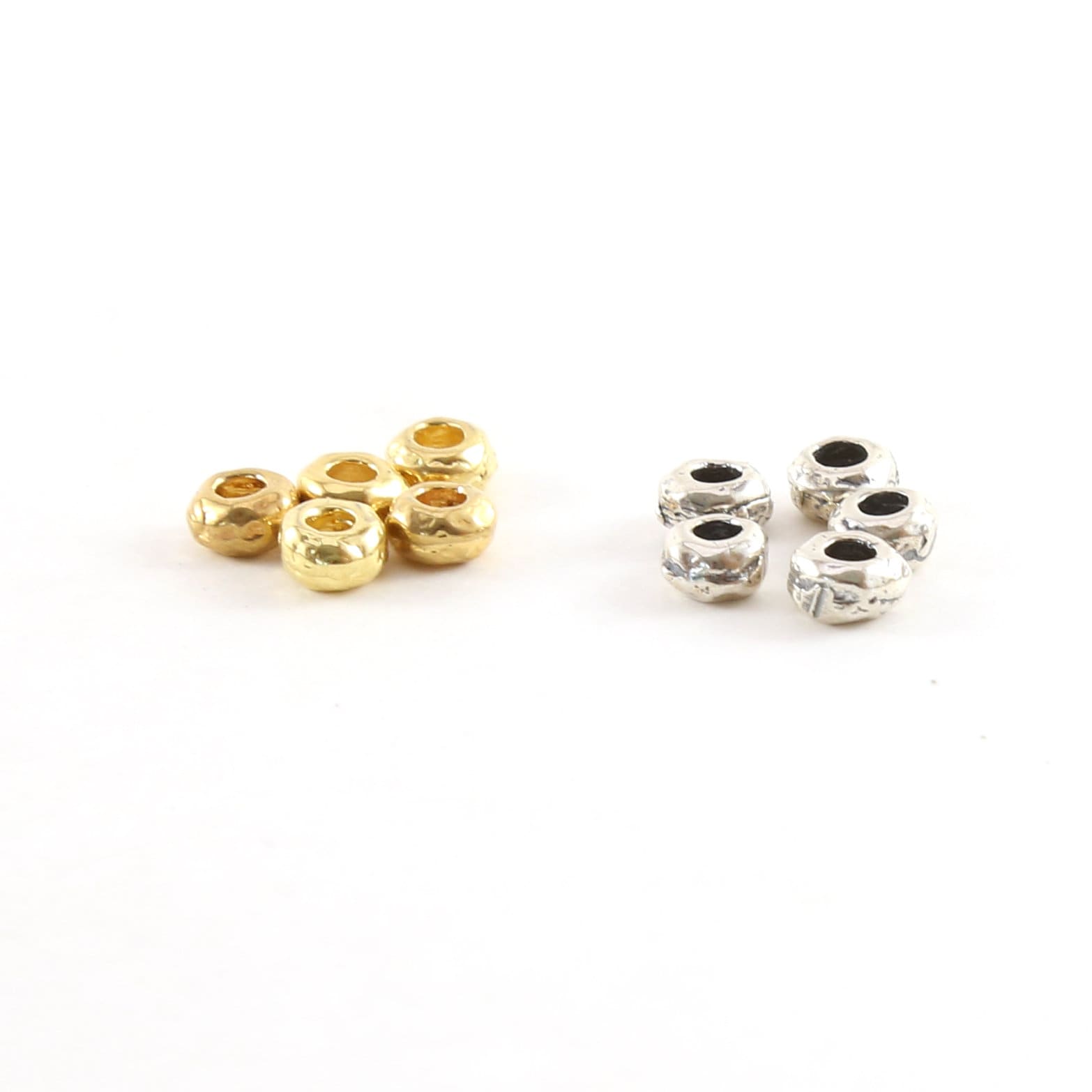 Sterling Silver or Vermeil Artisan Organic Shape Rondelle 5mm (5pc)