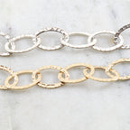 21mmx13mm Base Metal Large Hammered Textured Oval Chain – Sold by the Foot
