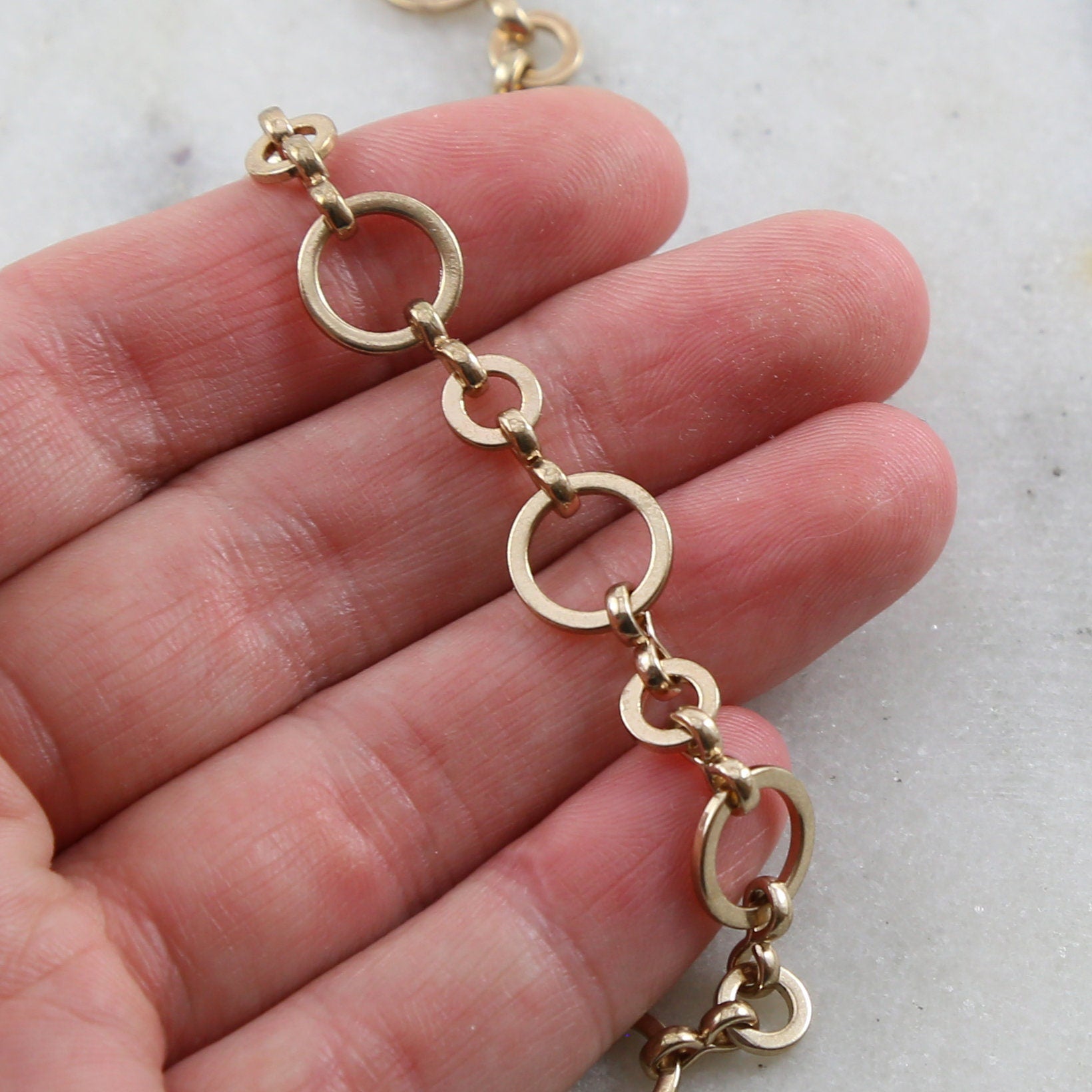 Brass Round Smooth Small Large Circle Choker Chain in Gold – Sold by the Foot