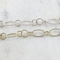 Brass Twisted Textured Oval and Circle Smooth Circle Chain – Sold by the Foot