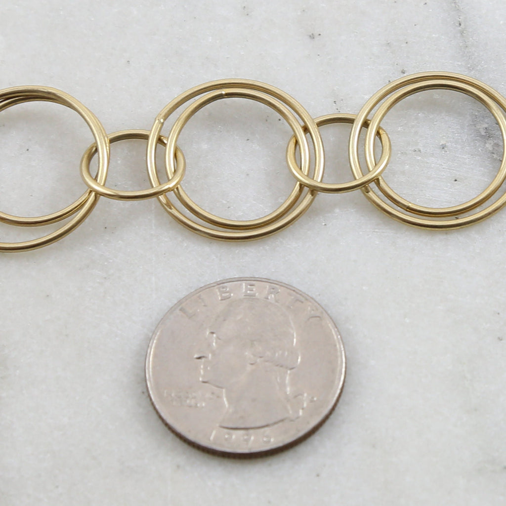 Brass Double Circle Chain in Shiny Gold and Shiny Silver – Sold by the Foot