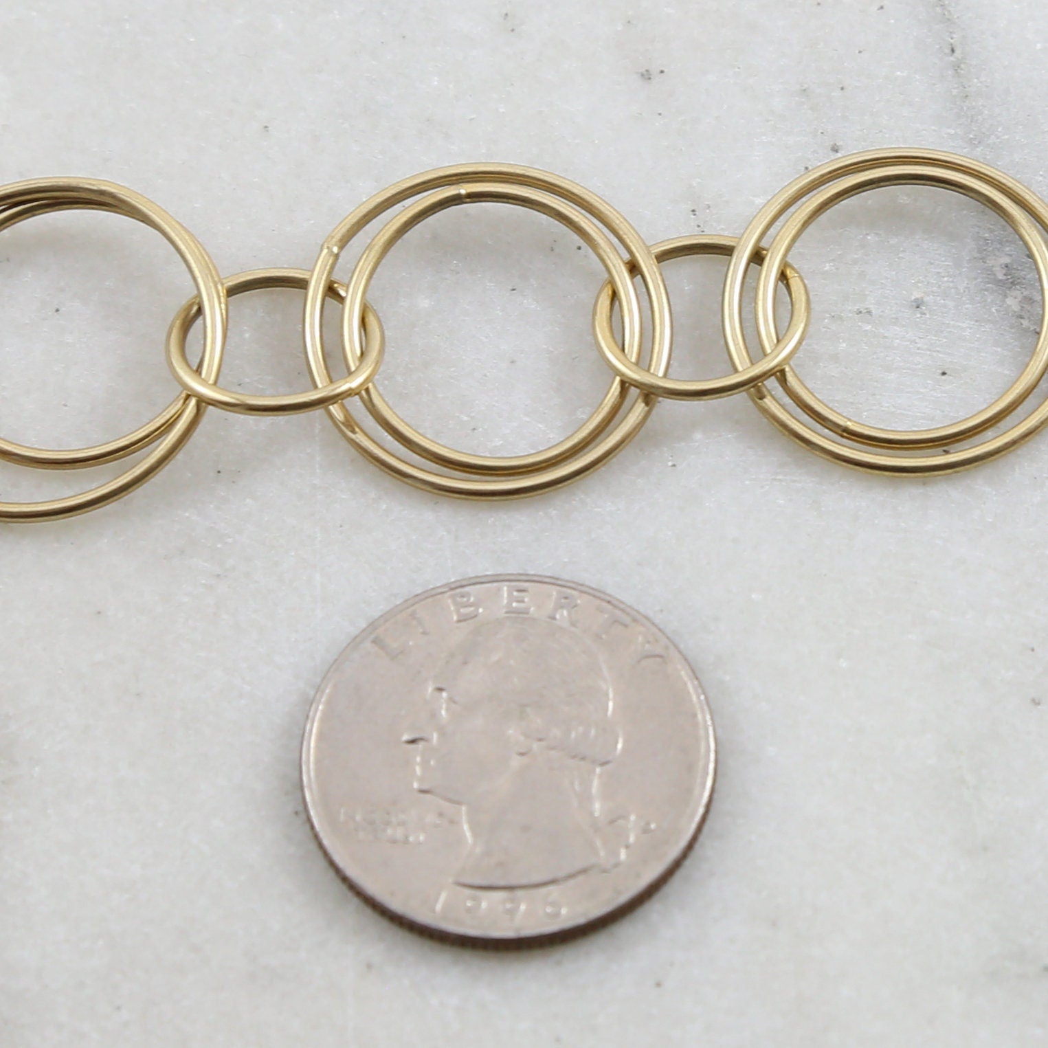 Brass Double Circle Chain in Shiny Gold and Shiny Silver – Sold by the Foot