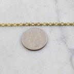 2.5mmx3mm Brass Chain Small Oval with Decorate Barbells – Sold by the Foot