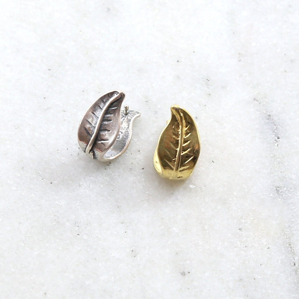 12mmx12mm Sterling Silver or Vermeil Leaf Nature Pinch Bail in or Necklace