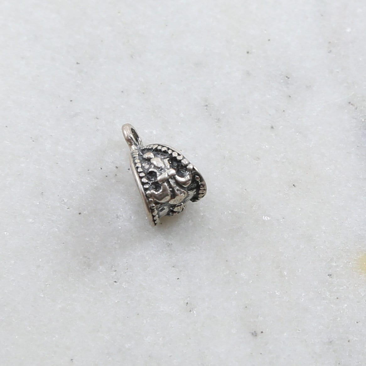 Sterling Silver Fleur De Lis with Daisy Flower Bail Necklace Pendant