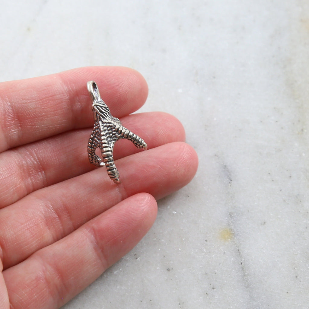 Sterling Silver or Vermeil Claw Talon Dragon Bail Pendant in or Necklace