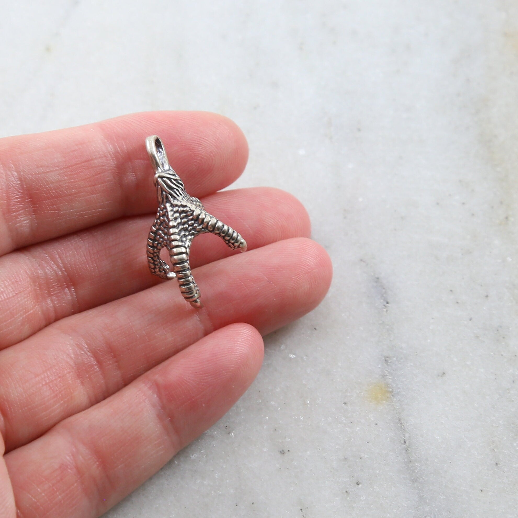 Sterling Silver or Vermeil Claw Talon Dragon Bail Pendant in or Necklace