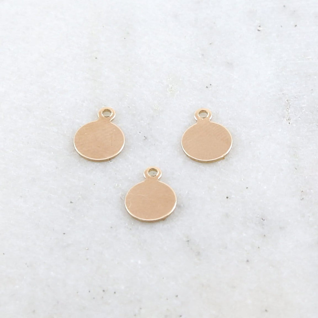 14K Gold Filled 7mm Stamping Round Circle Disc Charm with Loop (3pc)