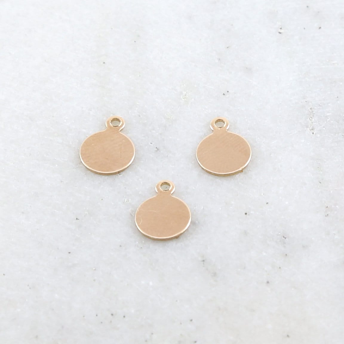 14K Gold Filled 7mm Stamping Round Circle Disc Charm with Loop (3pc)