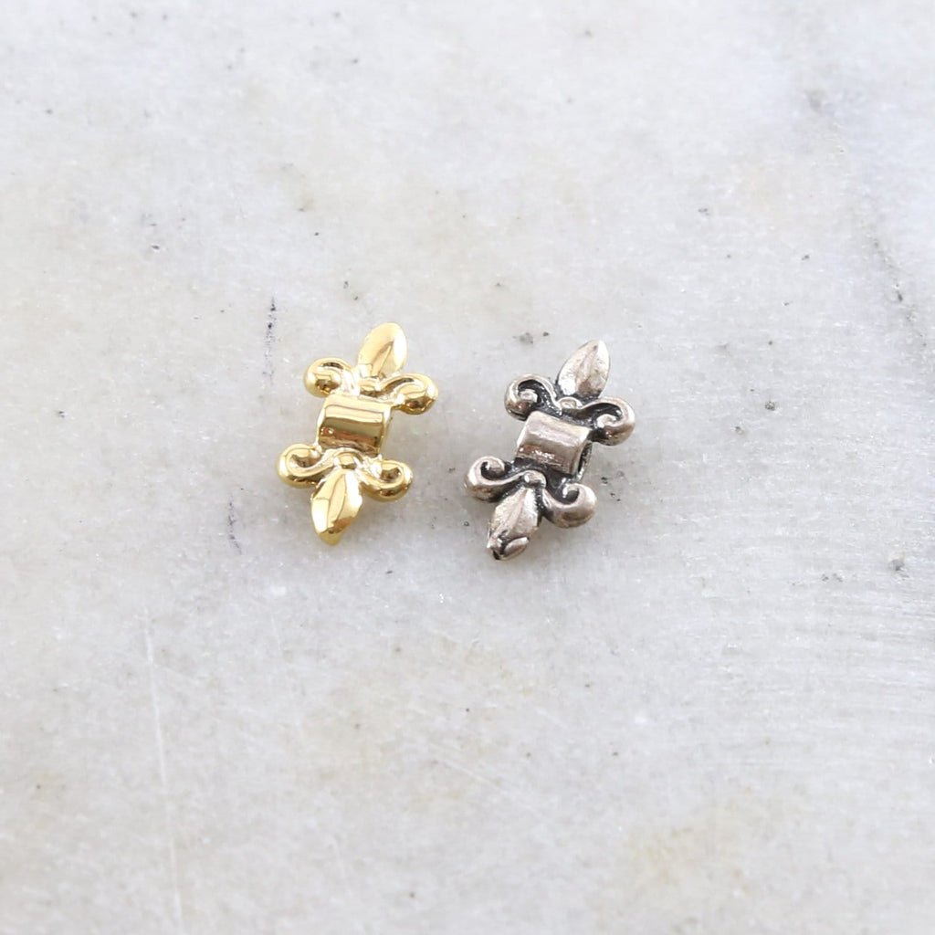 Sterling Silver or Vermeil Fleur De Lis Spacer Bead Fancy Accent Charm
