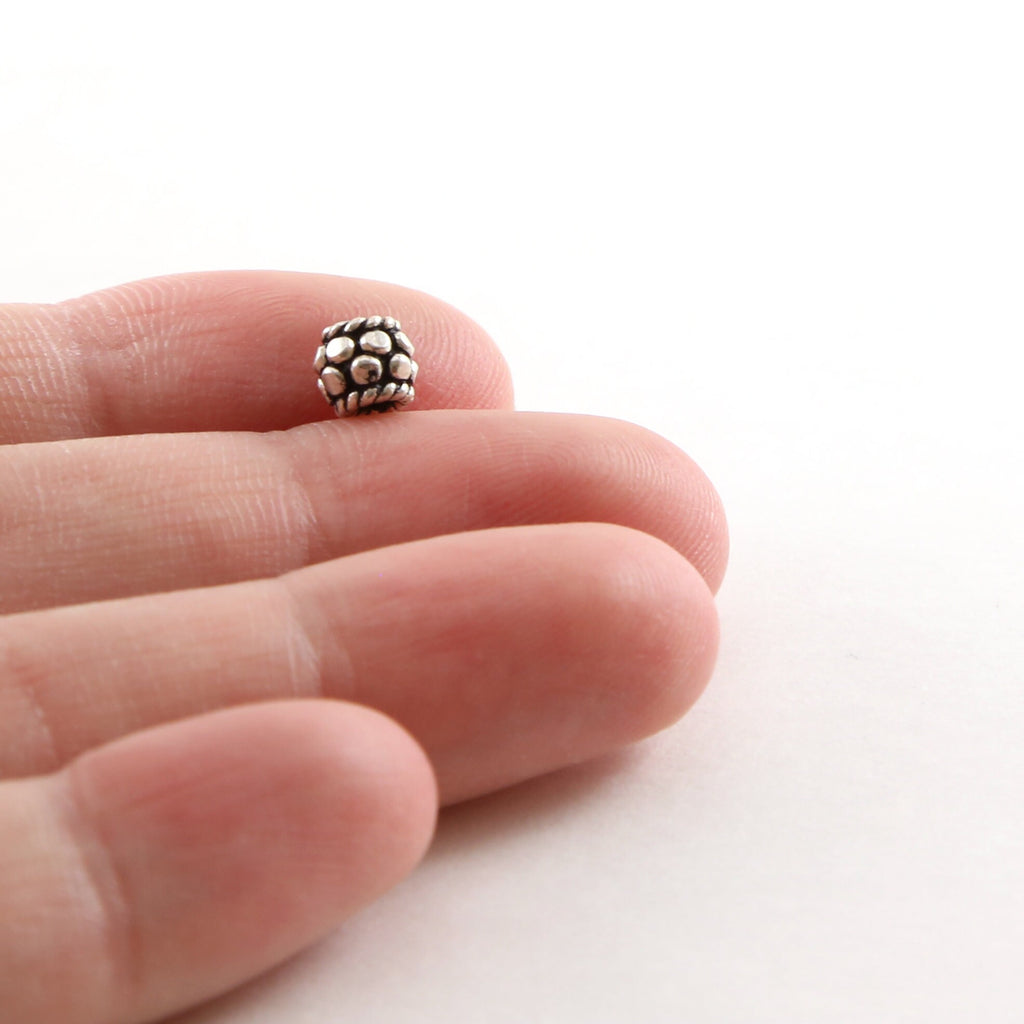 Sterling Silver Textured Bali Style Accent Round Spacer Bead
