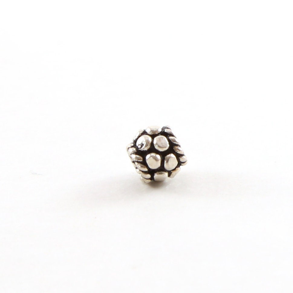 Sterling Silver Textured Bali Style Accent Round Spacer Bead