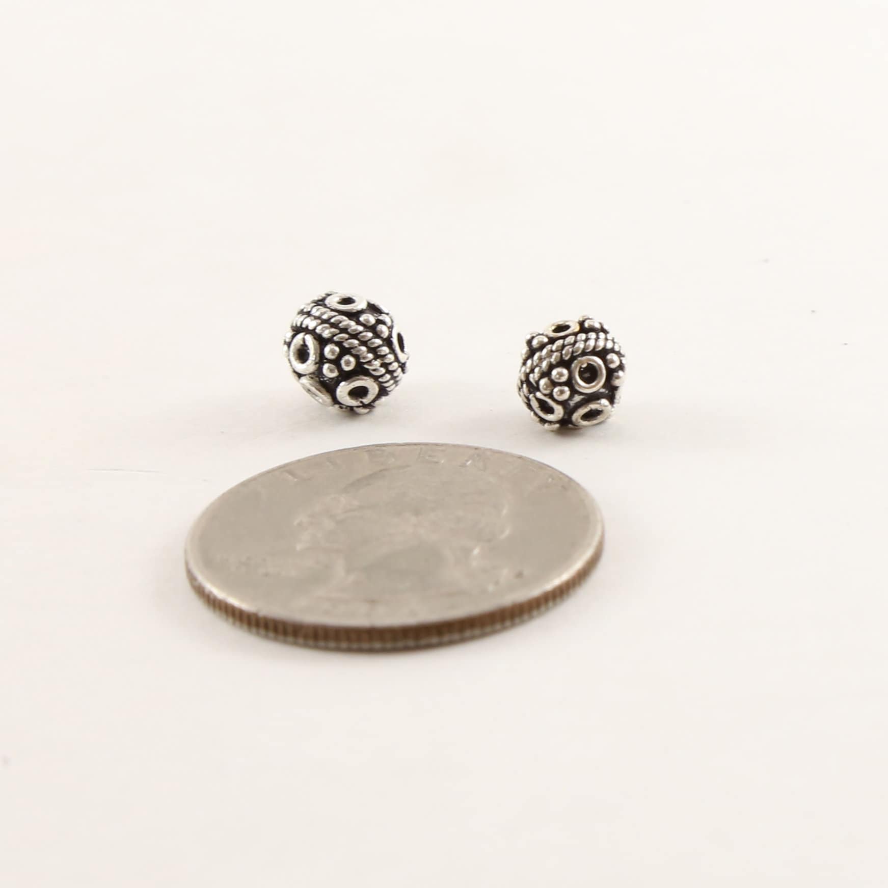 Sterling Silver Textured Artisan Bali Style Accent Round Spacer Bead