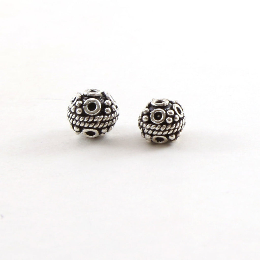 Sterling Silver Textured Artisan Bali Style Accent Round Spacer Bead