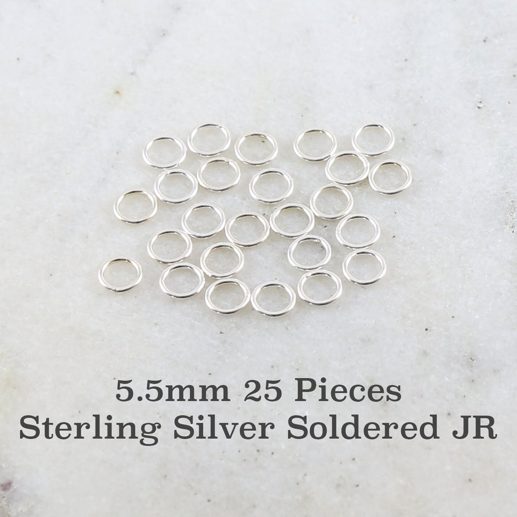 Sterling Silver 5.5mm 20 Gauge Soldered Closed Jump Rings Charm Links (25pc)