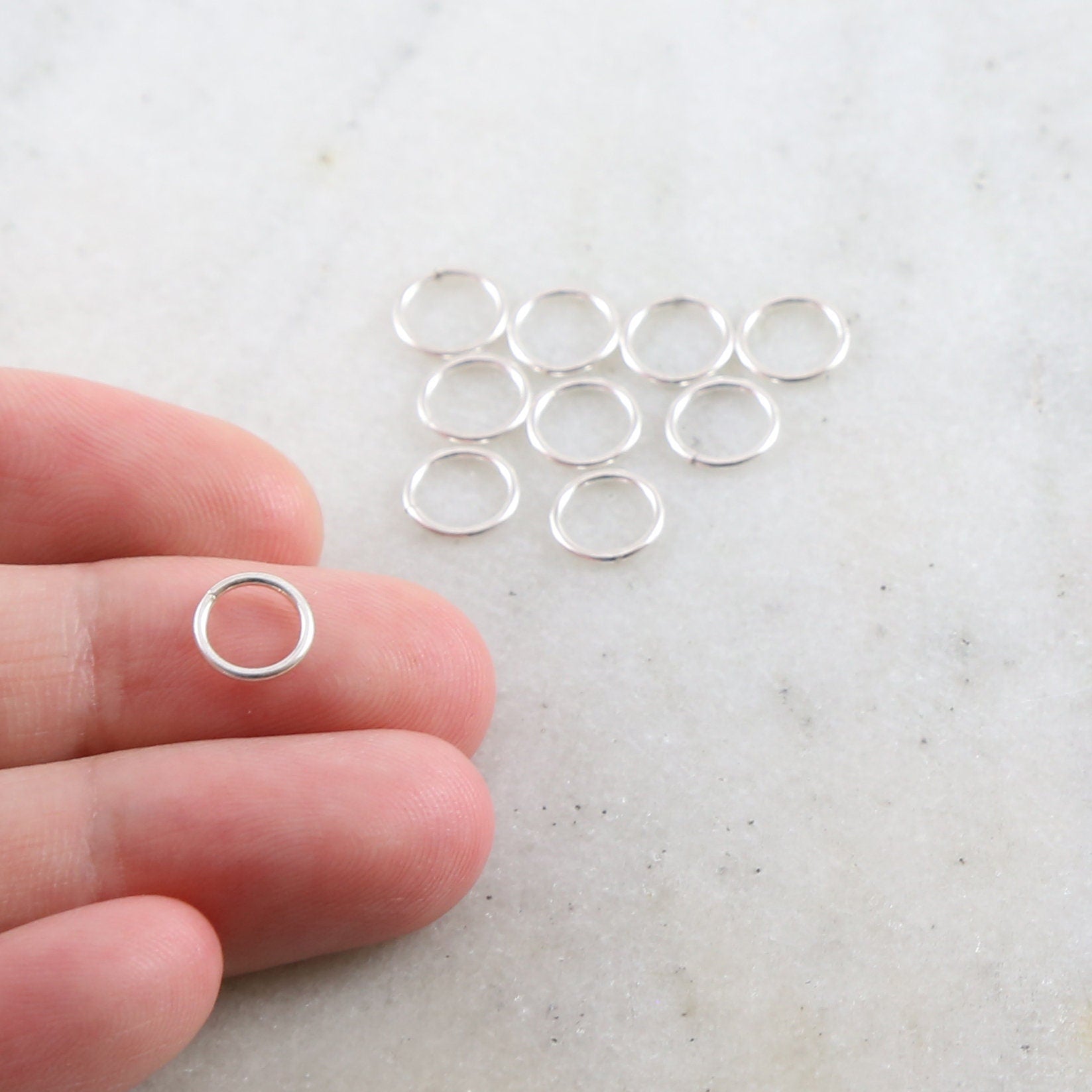 Sterling Silver 7mm 19 Gauge Soldered Closed Jump Rings Charm Links (10pc)