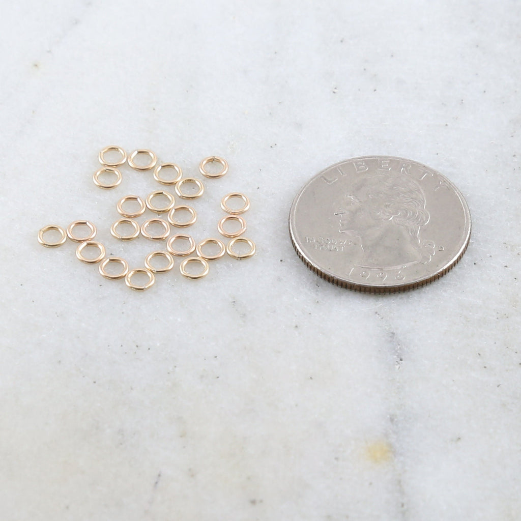 14K Gold Filled 4mm 21 Gauge Soldered Closed Jump Rings Charm Links (25pc)
