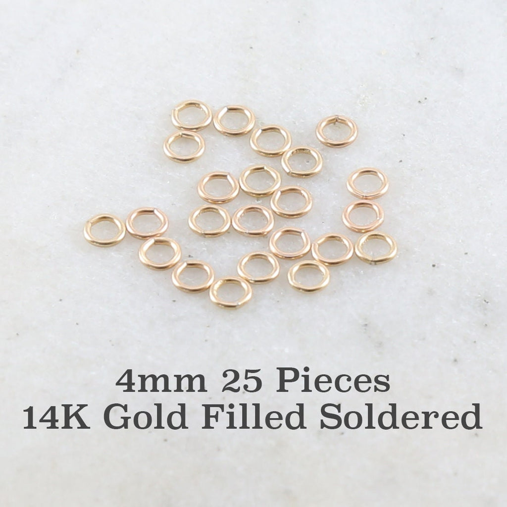 14K Gold Filled 4mm 21 Gauge Soldered Closed Jump Rings Charm Links (25pc)