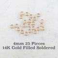 14K Gold Filled 4mm 21 Gauge Soldered Closed Jump Rings Charm Links (25pc)