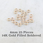 14K Gold Filled 4mm 21 Gauge Soldered Closed Jump Rings Charm Links (25pc)