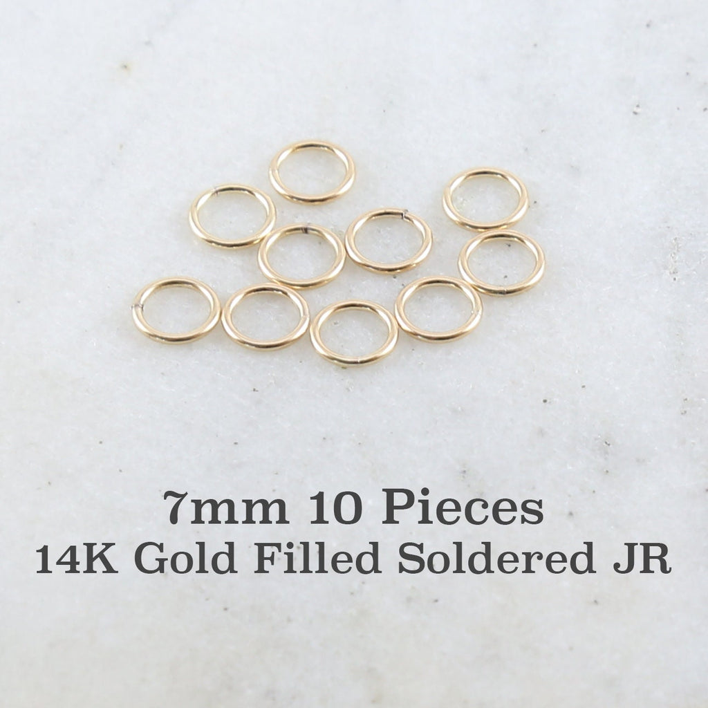 14K Gold Filled 7mm 19 Gauge Soldered Closed Jump Rings Charm Links (10pc)