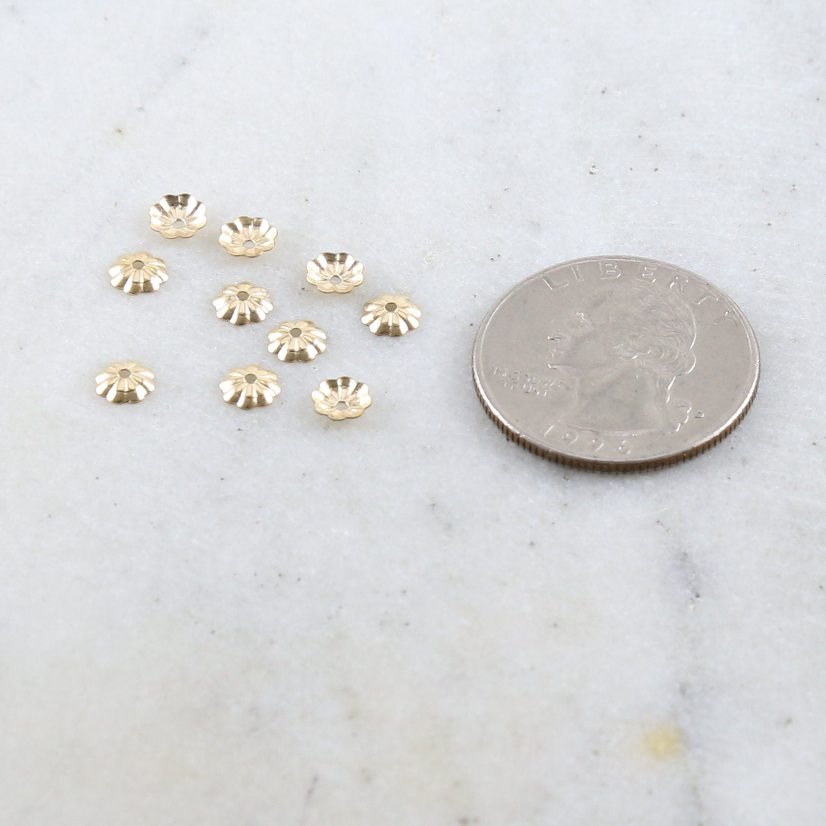 14K Gold Filled 5mm Flower Bead Cap (10pc)