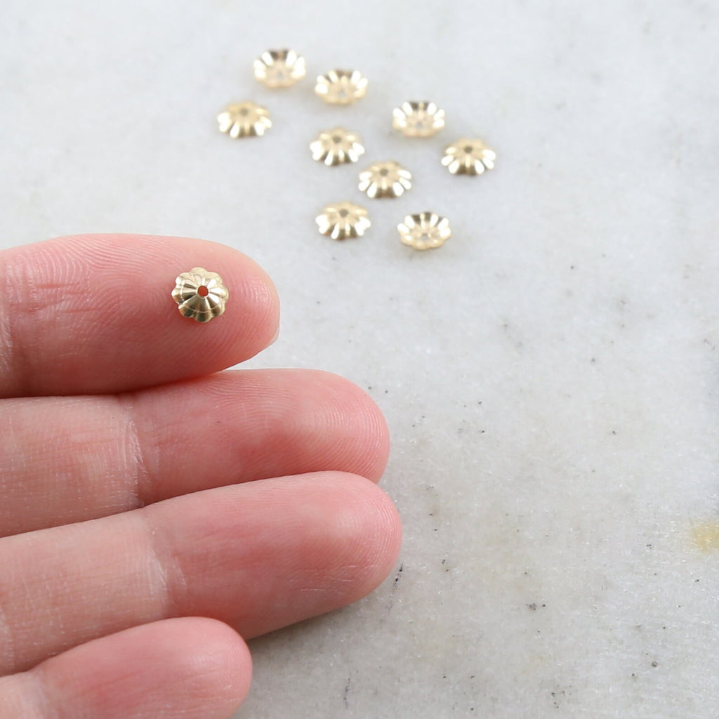 14K Gold Filled 5mm Flower Bead Cap (10pc)