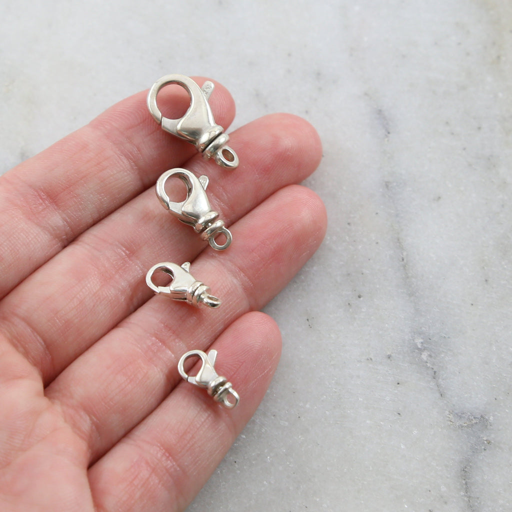 Sterling Silver . Rounded Swivel Lobster Clasp 4 Sizes 20mm 15mm 13mm
