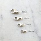 Sterling Silver . Rounded Swivel Lobster Clasp 4 Sizes 20mm 15mm 13mm