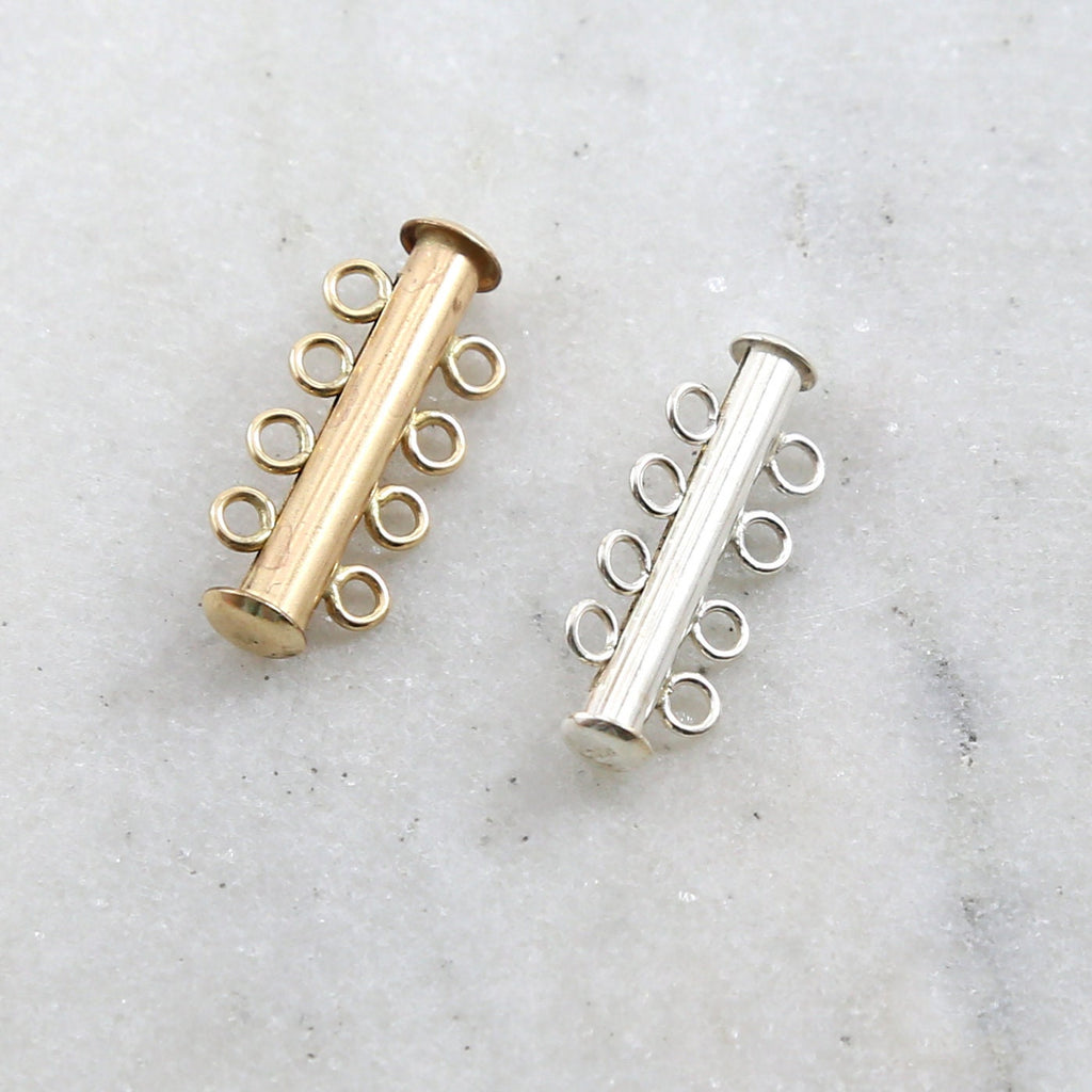25mmx10mm Sterling Silver or 14K Gold Filled 4-Strand Slide Clasp in or Chain