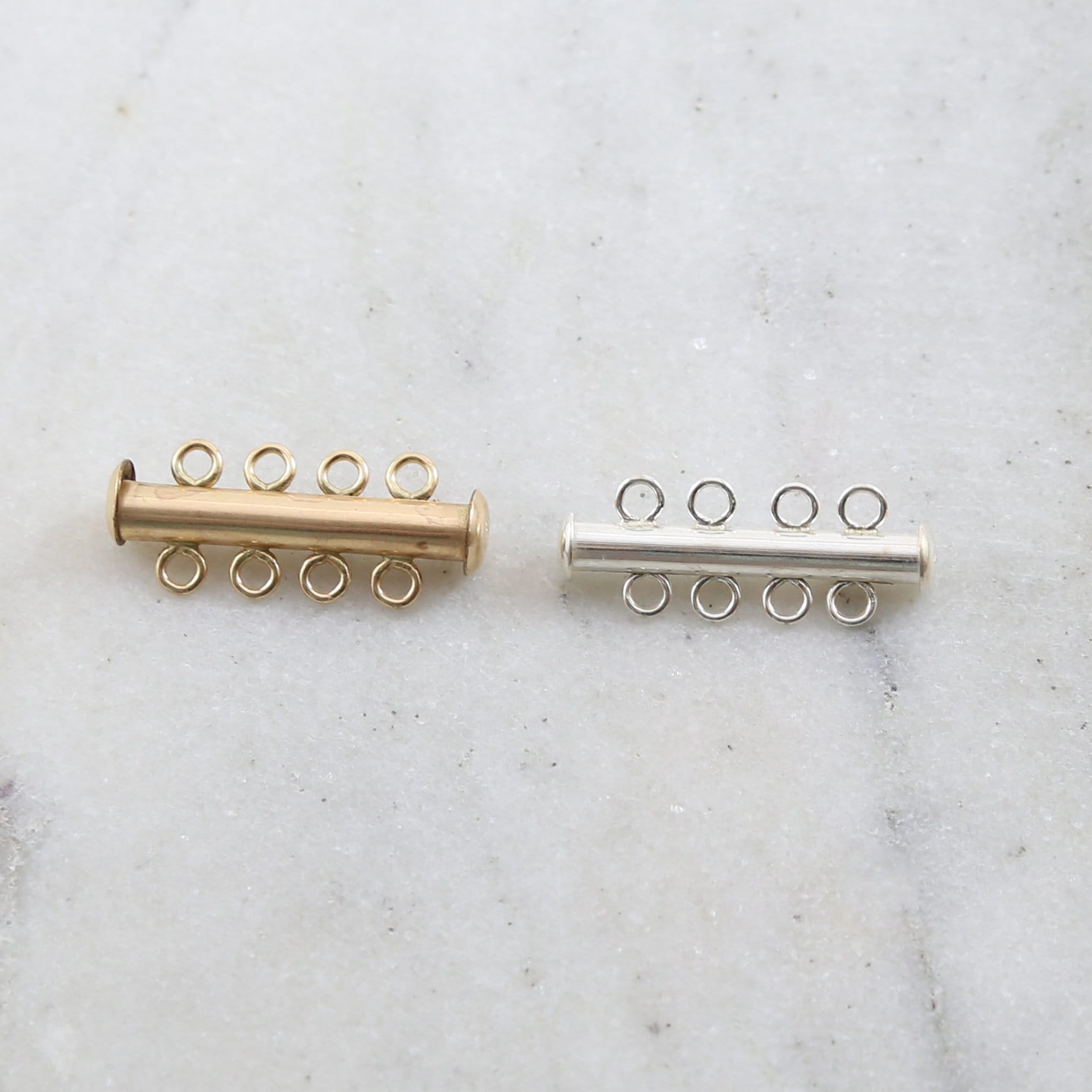 25mmx10mm Sterling Silver or 14K Gold Filled 4-Strand Slide Clasp in or Chain