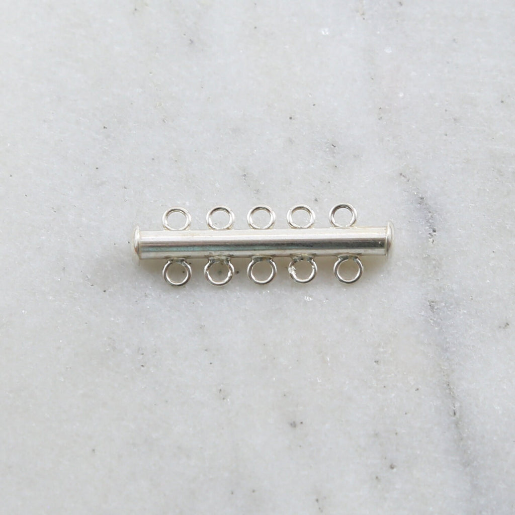 30mmx10mm Sterling Silver 5-Strand Slide Clasp in Chain Findings