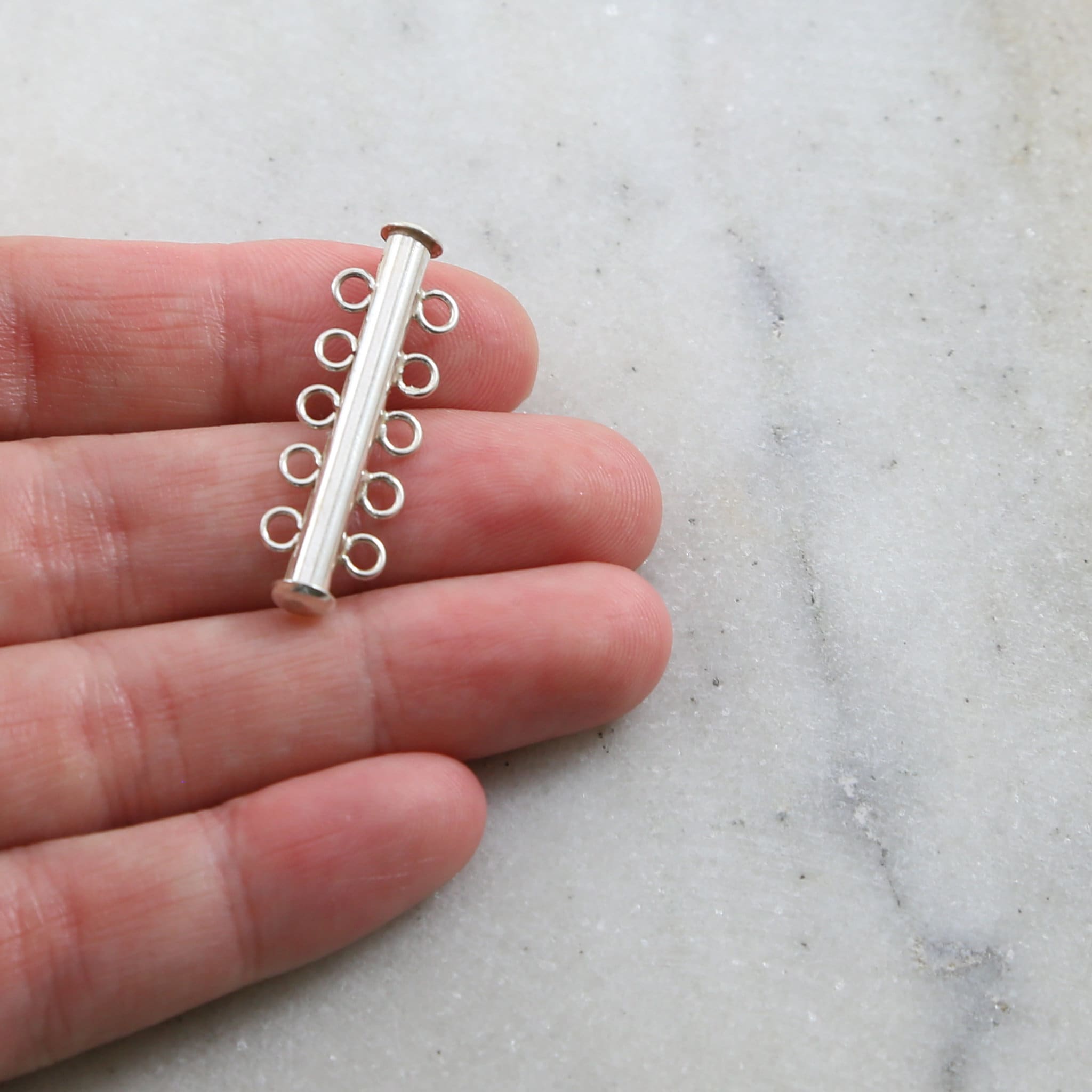 30mmx10mm Sterling Silver 5-Strand Slide Clasp in Chain Findings