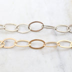 20mmx13mm Brass Large Flat Smooth Oval Chain in Shiny Gold – Sold by the Foot