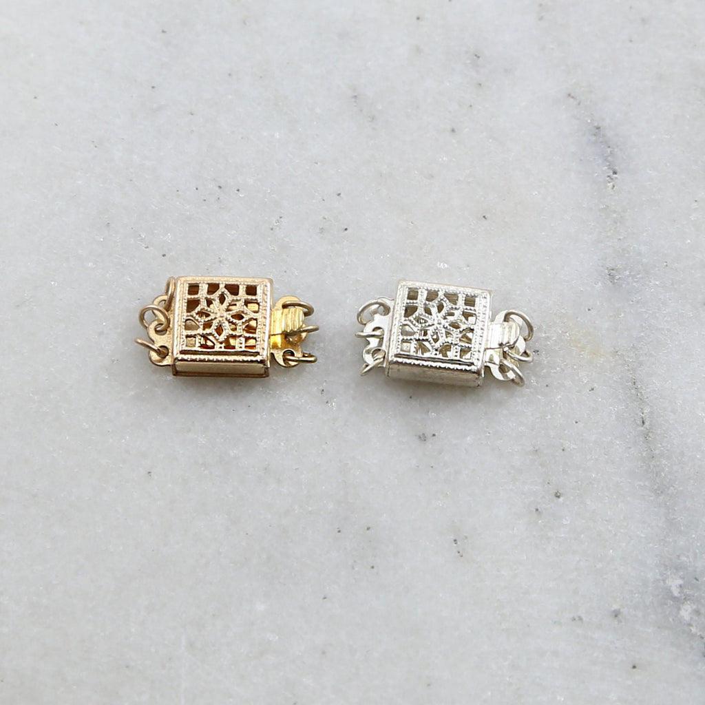 Sterling Silver or 14K Gold Filled 3 Strand 8.5mm x 8.5mm Square Box Filigree