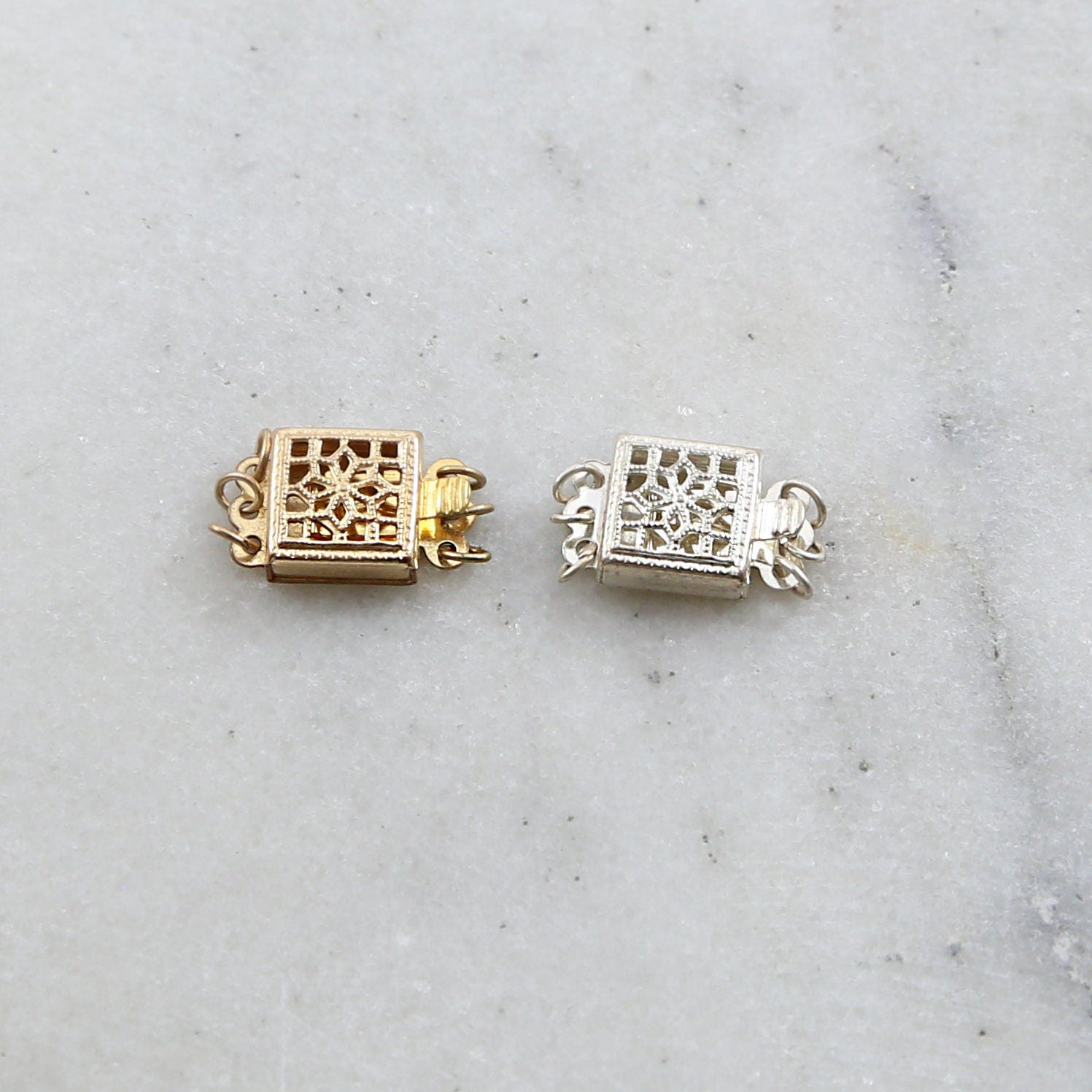 Sterling Silver or 14K Gold Filled 3 Strand 8.5mm x 8.5mm Square Box Filigree