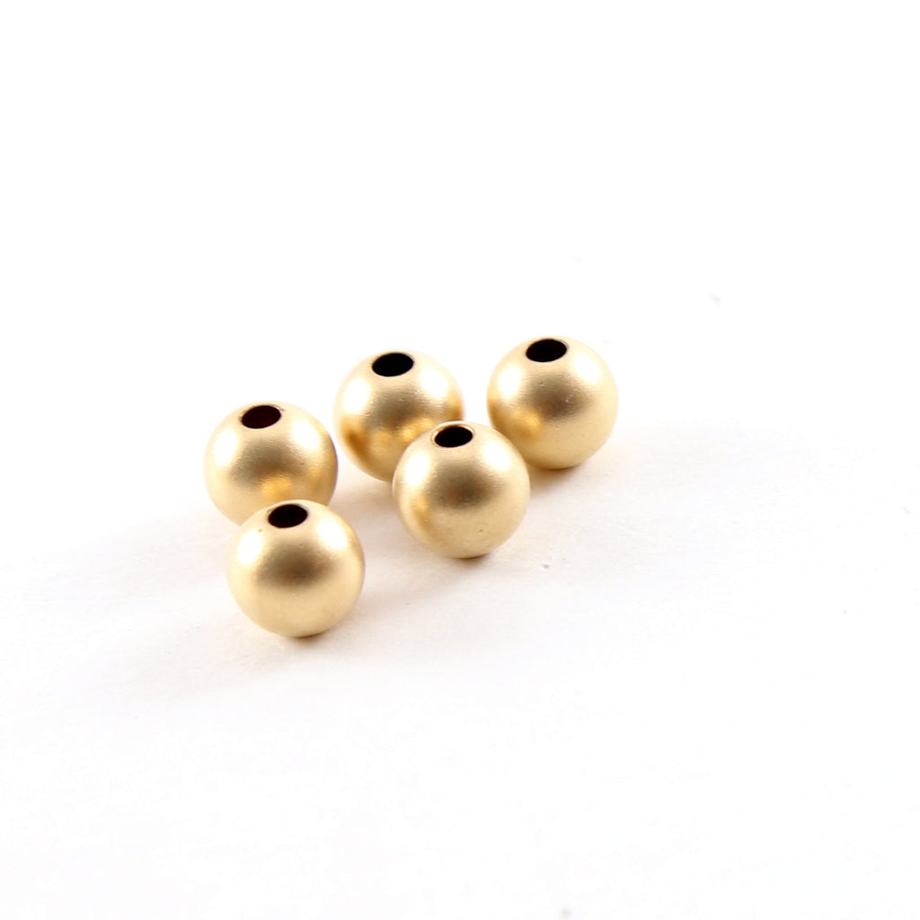 14K Gold Filled 6mm Smooth Matte Gold Seamless Round Spacer Beads (5pc)