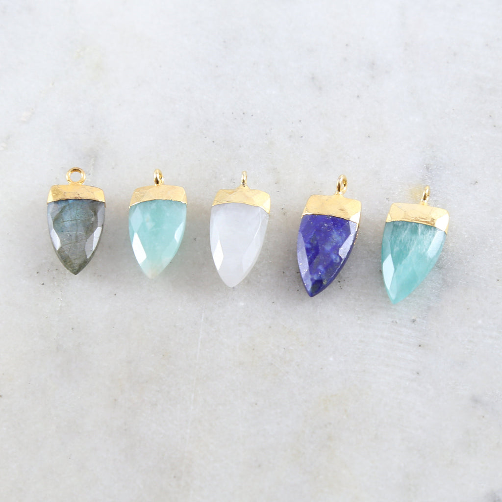 Sterling Silver or Gold Plated Beautiful Gemstone Point Dagger Charm Pendant