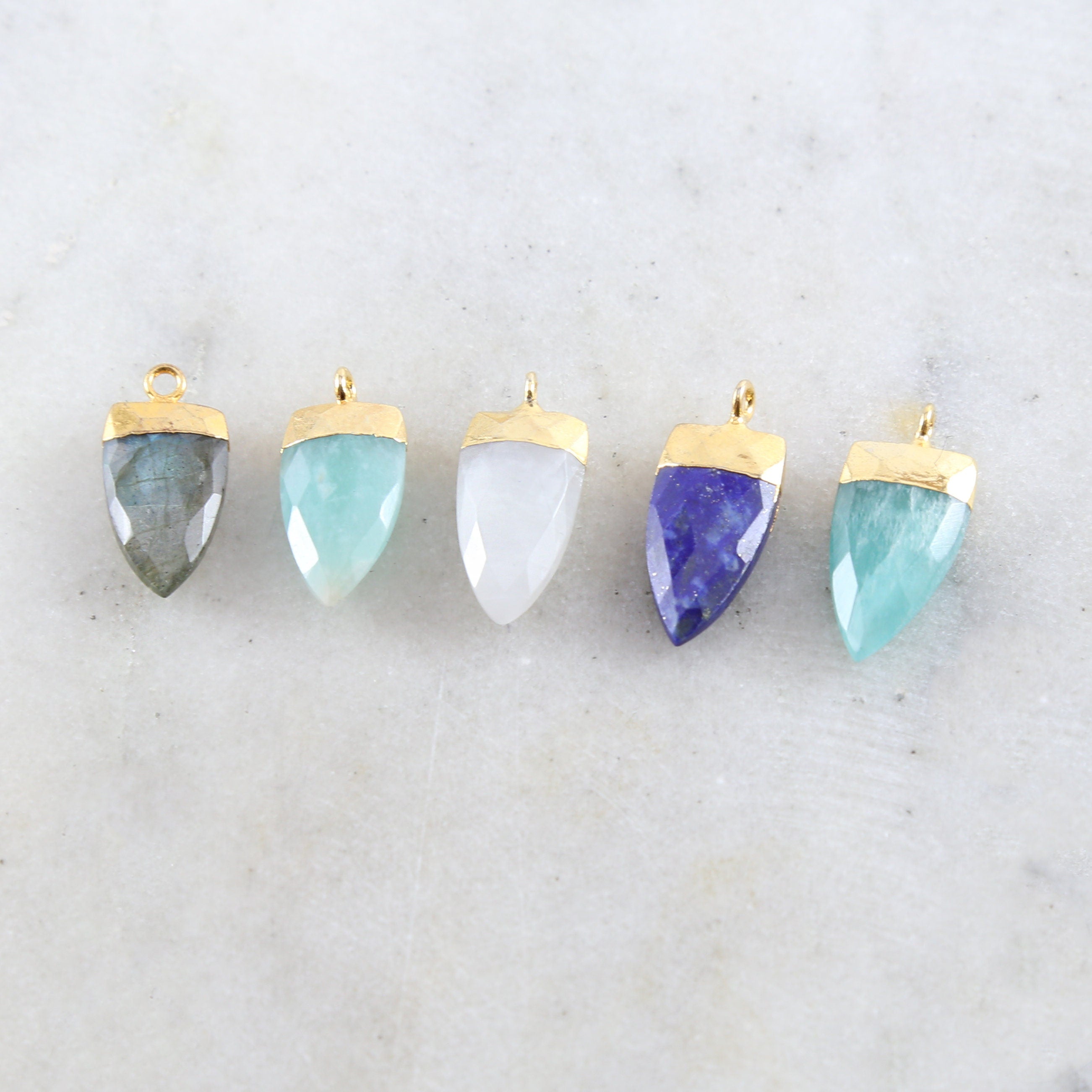 Sterling Silver or Gold Plated Beautiful Gemstone Point Dagger Charm Pendant