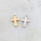 Sterling Silver or Vermeil Dainty Hammered Textured Cross Charm Pendant